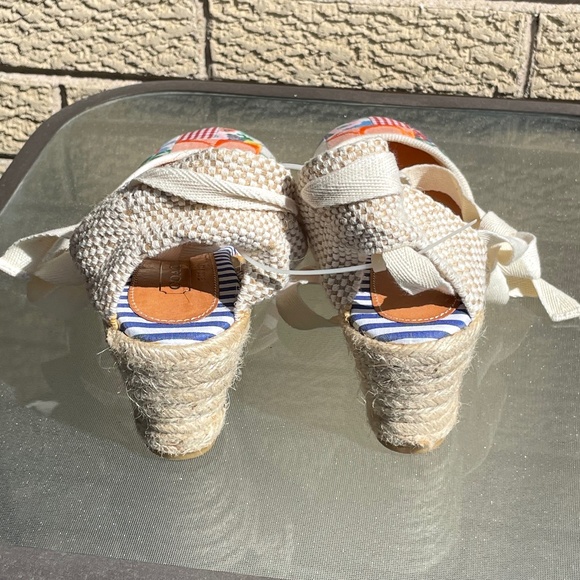 Coach Anklewrap Pastel Print Canvas Espadrille Wedge - Picture 2 of 4